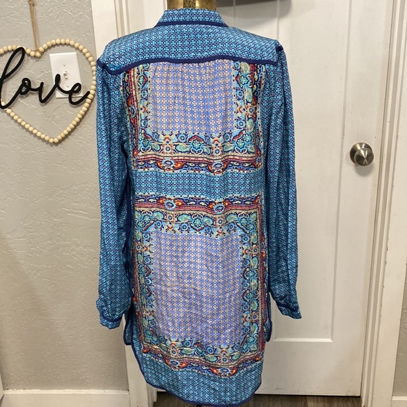 TOLANI SILK PRINT TUNIC STYLE DRESS MEDIUM - Picture 12 of 16
